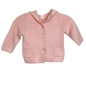 Penelope Naughton Baby Pink Knit Cotton Cardigan with Hood & Ears Size 18-24